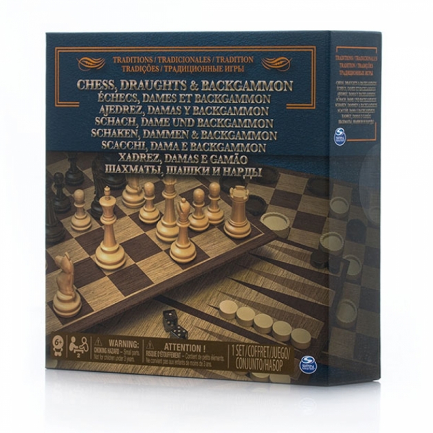 Настольная игра Spin Master 3-в-1 шахматы шашки нарды 6038107 